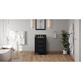 Jeffrey Alexander - 24'' Black Katara Vanity, Black Granite Vanity Top, Undermount Rectangle Bowl - Black