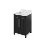 Jeffrey Alexander - 24'' Black Cade Vanity, Calacatta Vienna Quartz Vanity Top, undermount rectangle bowl - Black
