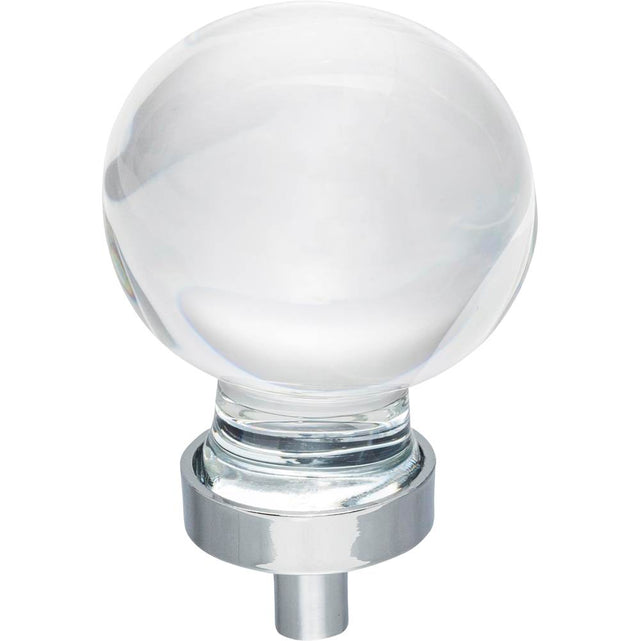 Jeffrey Alexander - 1-3/8'' Diameter Polished Chrome Sphere Glass Harlow Cabinet Knob - Polished Chrome