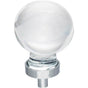 Jeffrey Alexander - 1-3/8'' Diameter Polished Chrome Sphere Glass Harlow Cabinet Knob - Polished Chrome