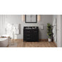 Jeffrey Alexander - 42'' Black Katara Vanity, Left Offset, Black Granite Vanity Top, Undermount Rectangle Bowl - Black