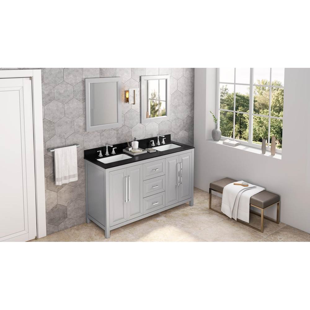 60'' Black Cade Vanity, double bowl, Black Granite Vanity Top, two undermount rectangle bowls