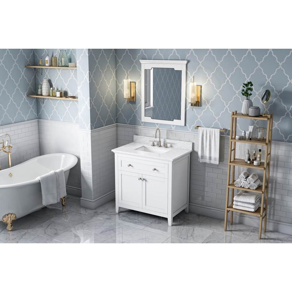 Jeffrey Alexander - 36'' White Chatham Vanity, White Carrara Marble Vanity Top, undermount rectangle bowl - White