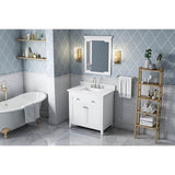 Jeffrey Alexander - 36'' White Chatham Vanity, White Carrara Marble Vanity Top, undermount rectangle bowl - White