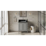 Jeffrey Alexander - 30'' Grey Percival Vanity, Black Granite Vanity Top, Undermount Rectangle Bowl - Grey