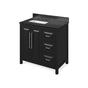 Jeffrey Alexander - 36'' Black Cade Vanity, left offset, Black Granite Vanity Top, undermount rectangle bowl - Black