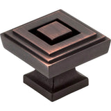 Jeffrey Alexander - 1-1/4'' Overall Length Brushed Oil Rubbed Bronze Square Delmar Cabinet Knob - Brushed Oil Rubbed Bronze
