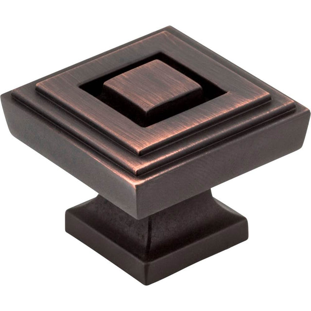Jeffrey Alexander - 1-1/4'' Overall Length Brushed Oil Rubbed Bronze Square Delmar Cabinet Knob - Brushed Oil Rubbed Bronze