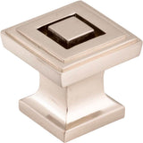 Jeffrey Alexander - 1'' Overall Length Satin Nickel Square Delmar Cabinet Knob - Satin Nickel