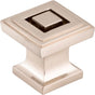 Jeffrey Alexander - 1'' Overall Length Satin Nickel Square Delmar Cabinet Knob - Satin Nickel