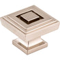 Jeffrey Alexander - 1-1/4'' Overall Length Satin Nickel Square Delmar Cabinet Knob - Satin Nickel