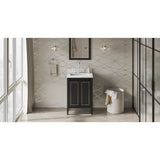 Jeffrey Alexander - 24'' Black Percival Vanity, Calacatta Vienna Quartz Vanity Top, Undermount Rectangle Bowl - Black