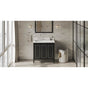 Jeffrey Alexander - 36'' Black Percival Vanity, Left Offset, Calacatta Vienna Quartz Vanity Top, Undermount Rectangle Bowl - Black