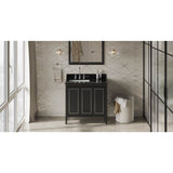 Jeffrey Alexander - 36'' Black Percival Vanity, Left Offset, Black Granite Vanity Top, Undermount Rectangle Bowl - Black
