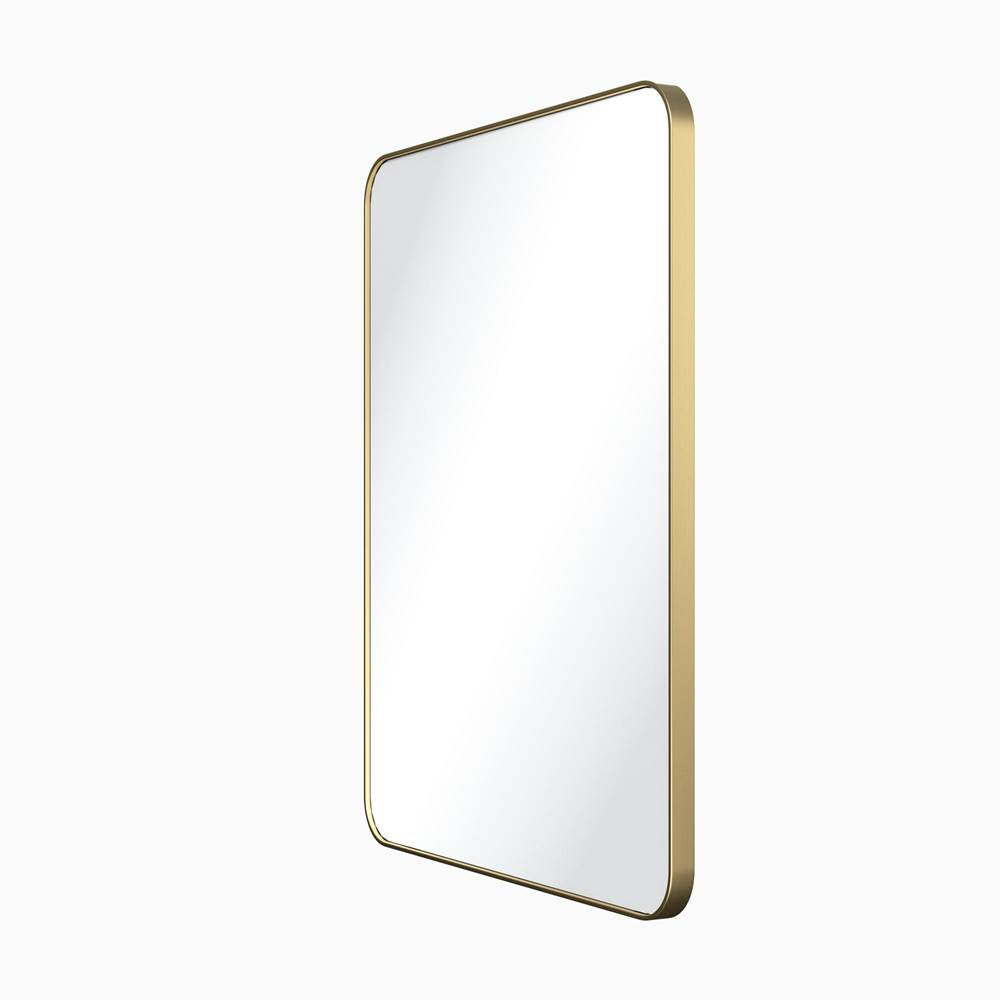 24'' W x 1'' D x 30'' H Brushed Gold Rounded Rectangle Metal Frame Mirror