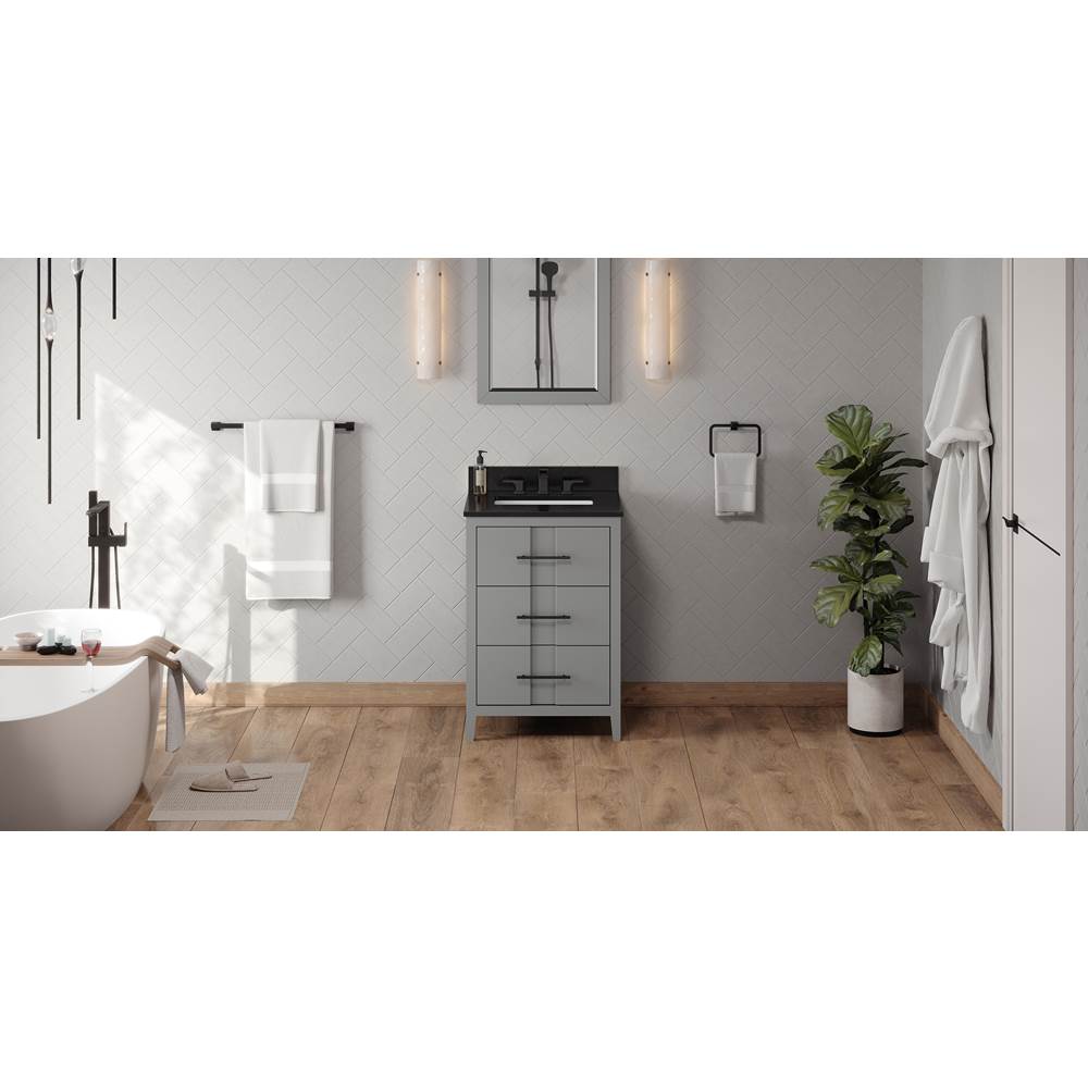 Jeffrey Alexander - 24'' Grey Katara Vanity, Black Granite Vanity Top, Undermount Rectangle Bowl - Grey