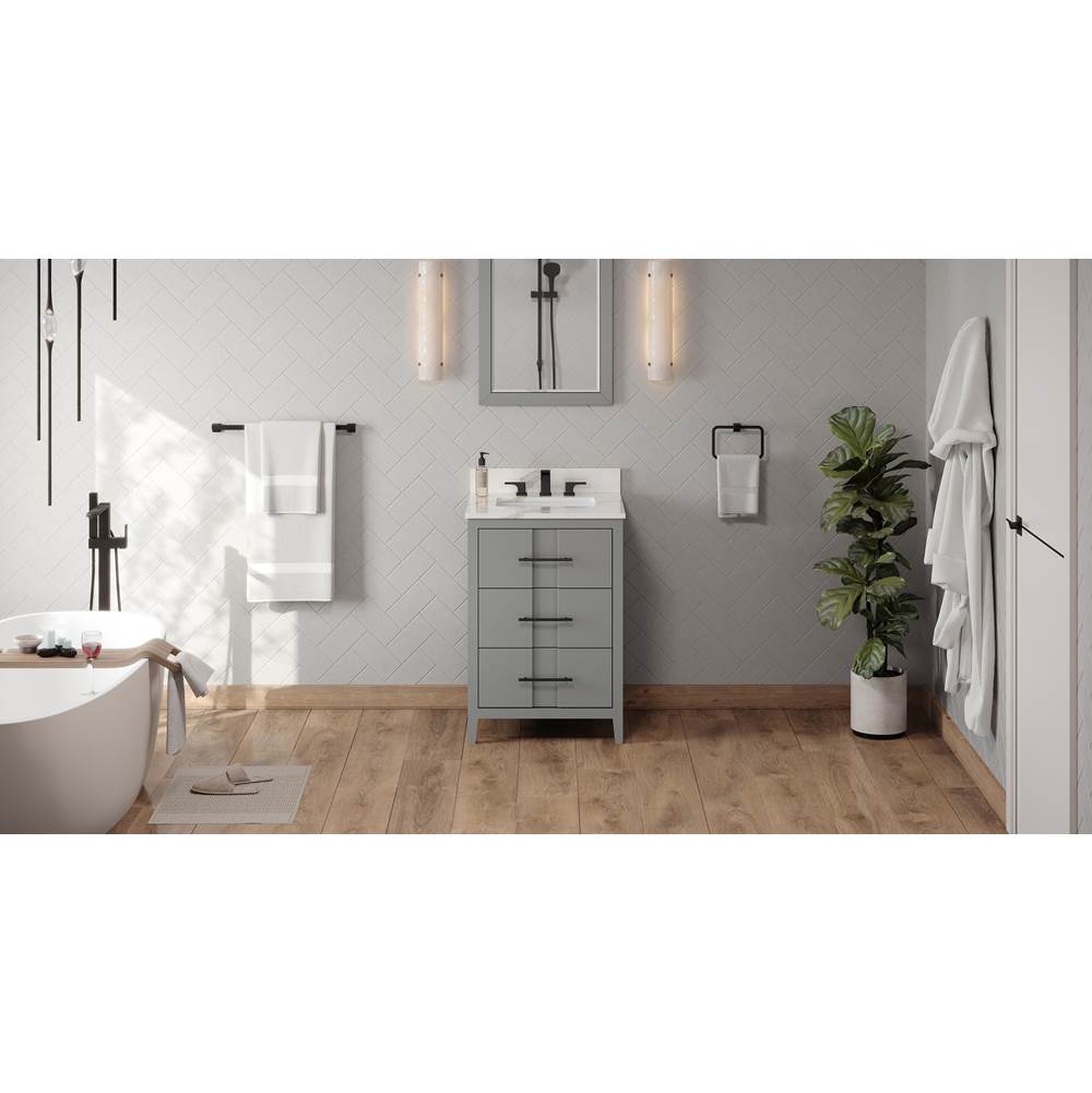 Jeffrey Alexander - 24'' Grey Katara Vanity, Calacatta Vienna Quartz Vanity Top, Undermount Rectangle Bowl - Grey