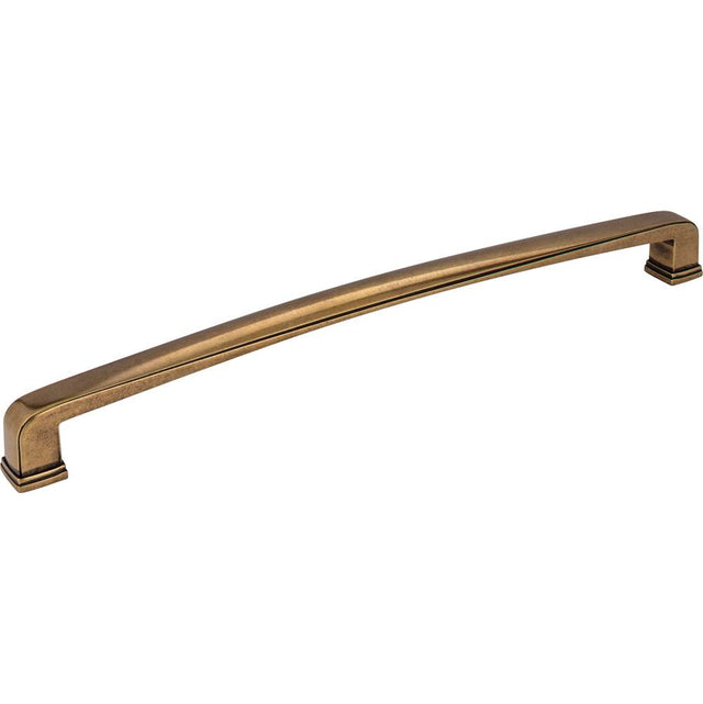 Jeffrey Alexander - 12'' Center-to-Center Lightly Distressed Antique Brass Square Milan 1 Appliance Handle - Distressed Antique Brass