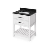 Jeffrey Alexander - 30'' White Wavecrest Vanity, Black Granite Vanity Top, undermount rectangle bowl - White