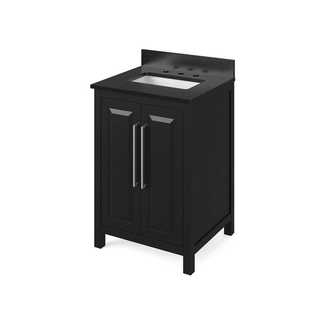 Jeffrey Alexander - 24'' Black Cade Vanity, Black Granite Vanity Top, undermount rectangle bowl - Black