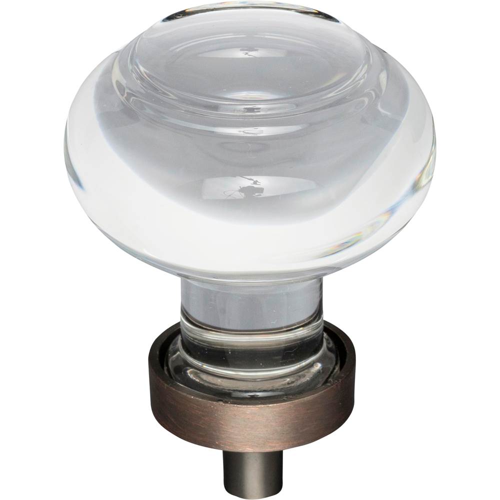 Jeffrey Alexander - 1-7/16'' Diameter Brushed Oil Rubbed Bronze Button Glass Harlow Cabinet Knob - Brushed Oil Rubbed Bronze