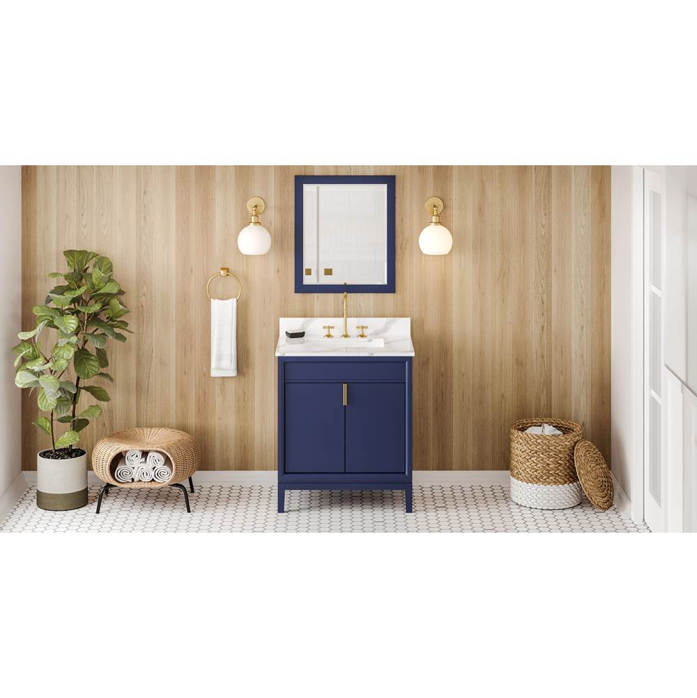Jeffrey Alexander - 30'' Hale Blue Theodora Vanity, Calacatta Vienna Quartz Vanity Top, Undermount Rectangle Bowl - Hale Blue