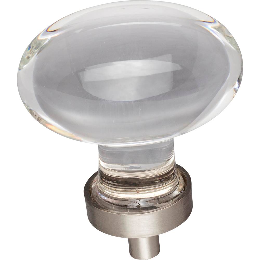 1-5/8'' Overall Length Satin Nickel Football Glass Harlow Cabinet Knob