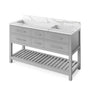 Jeffrey Alexander - 60'' Grey Wavecrest Vanity, double bowl, Calacatta Vienna Quartz Vanity Top, two undermount rectangle bowls - Grey
