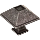 Jeffrey Alexander - 1-1/4'' Overall Length Distressed Antique Silver Square Tahoe Cabinet Knob - Distressed Antique Silver