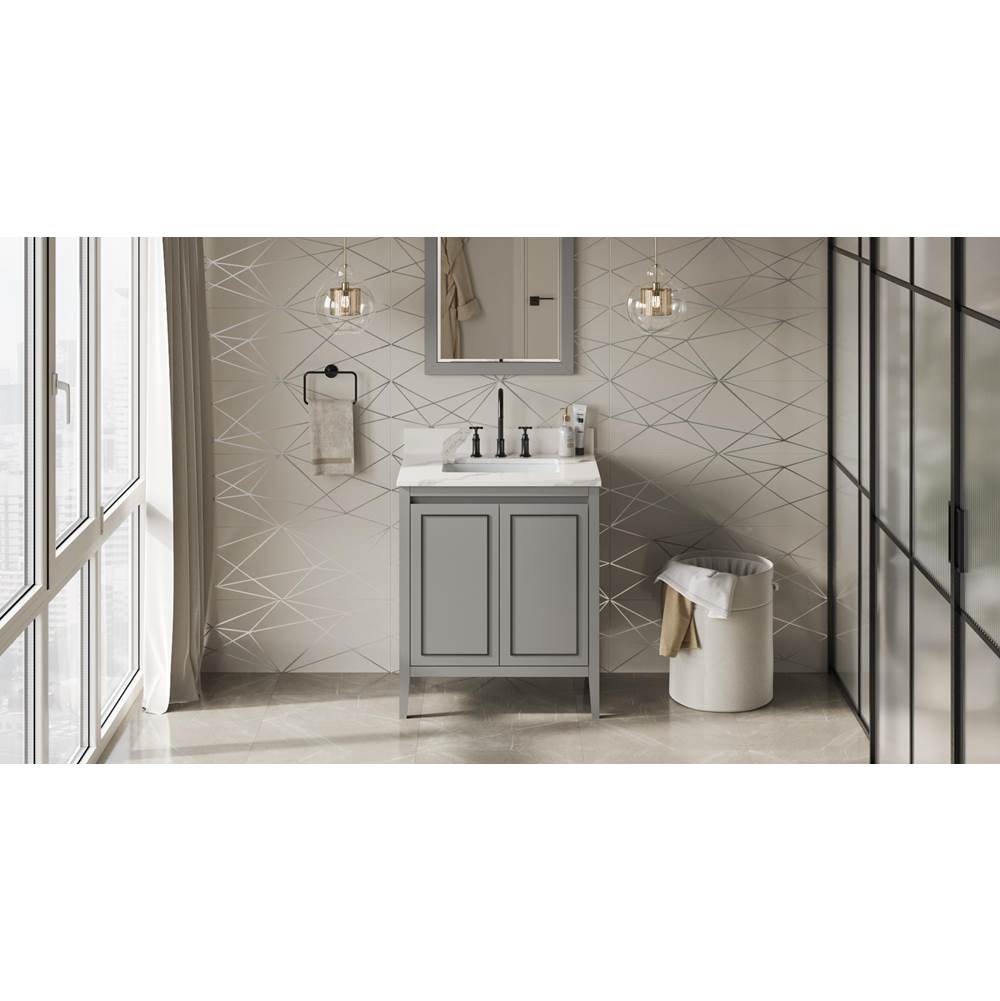 Jeffrey Alexander - 30'' Grey Percival Vanity, Calacatta Vienna Quartz Vanity Top, Undermount Rectangle Bowl - Grey