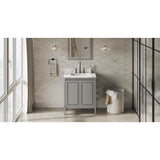 Jeffrey Alexander - 30'' Grey Percival Vanity, Calacatta Vienna Quartz Vanity Top, Undermount Rectangle Bowl - Grey
