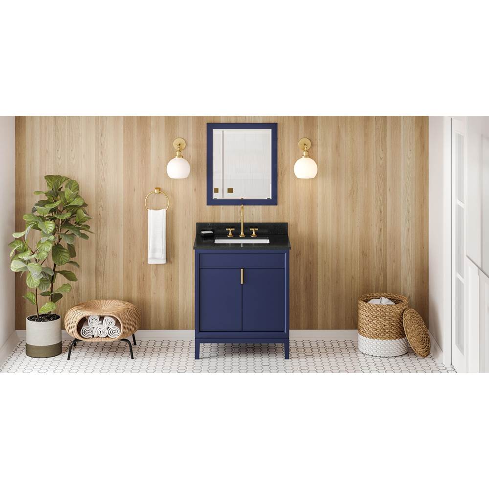 Jeffrey Alexander - 30'' Hale Blue Theodora Vanity, Black Granite Vanity Top, Undermount Rectangle Bowl - Hale Blue