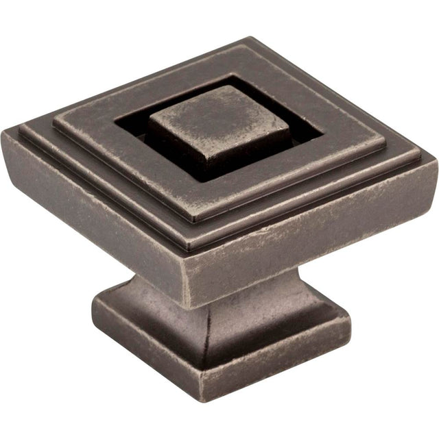 Jeffrey Alexander - 1-1/4'' Overall Length Distressed Pewter Square Delmar Cabinet Knob - Distressed Pewter