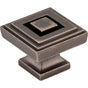 Jeffrey Alexander - 1-1/4'' Overall Length Distressed Pewter Square Delmar Cabinet Knob - Distressed Pewter