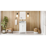 Jeffrey Alexander - 24'' White Theodora Vanity, White Carrara Marble Vanity Top, Undermount Rectangle Bowl - White