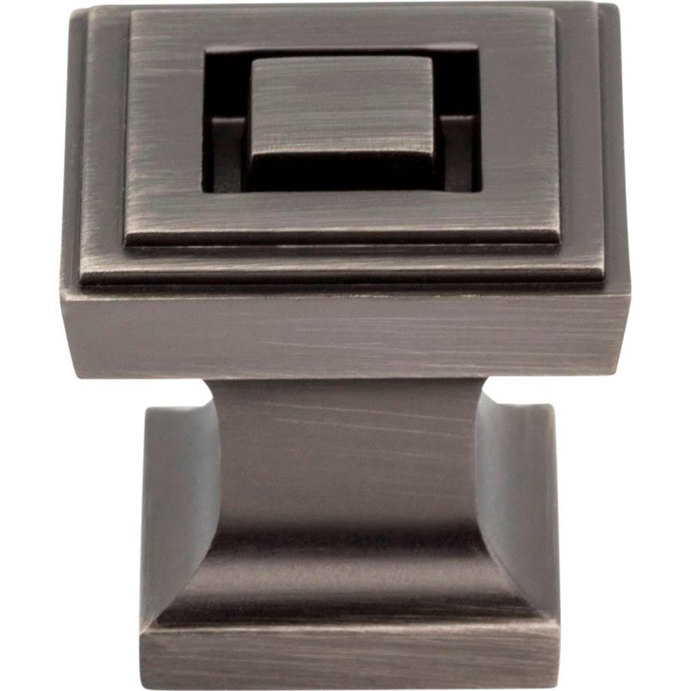 1'' Overall Length Brushed Pewter Square Delmar Cabinet Knob