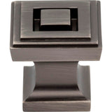 1'' Overall Length Brushed Pewter Square Delmar Cabinet Knob