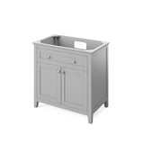 36'' Hale Blue Chatham Vanity, White Carrara Marble Vanity Top, undermount rectangle bowl
