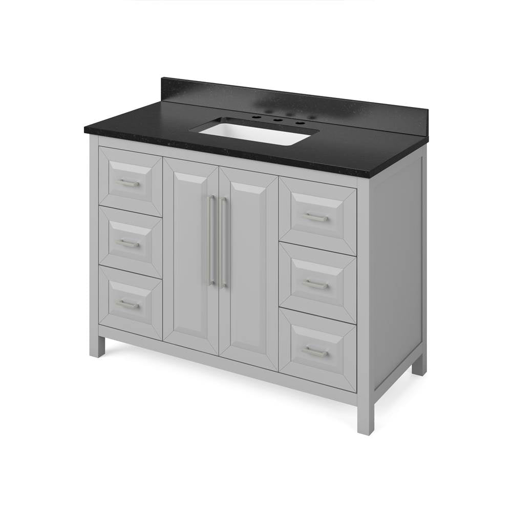 Jeffrey Alexander - 48'' Grey Cade Vanity, Black Granite Vanity Top, undermount rectangle bowl - Grey