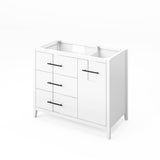 42'' Black Katara Vanity, Left Offset, Calacatta Vienna Quartz Vanity Top, Undermount Rectangle Bowl