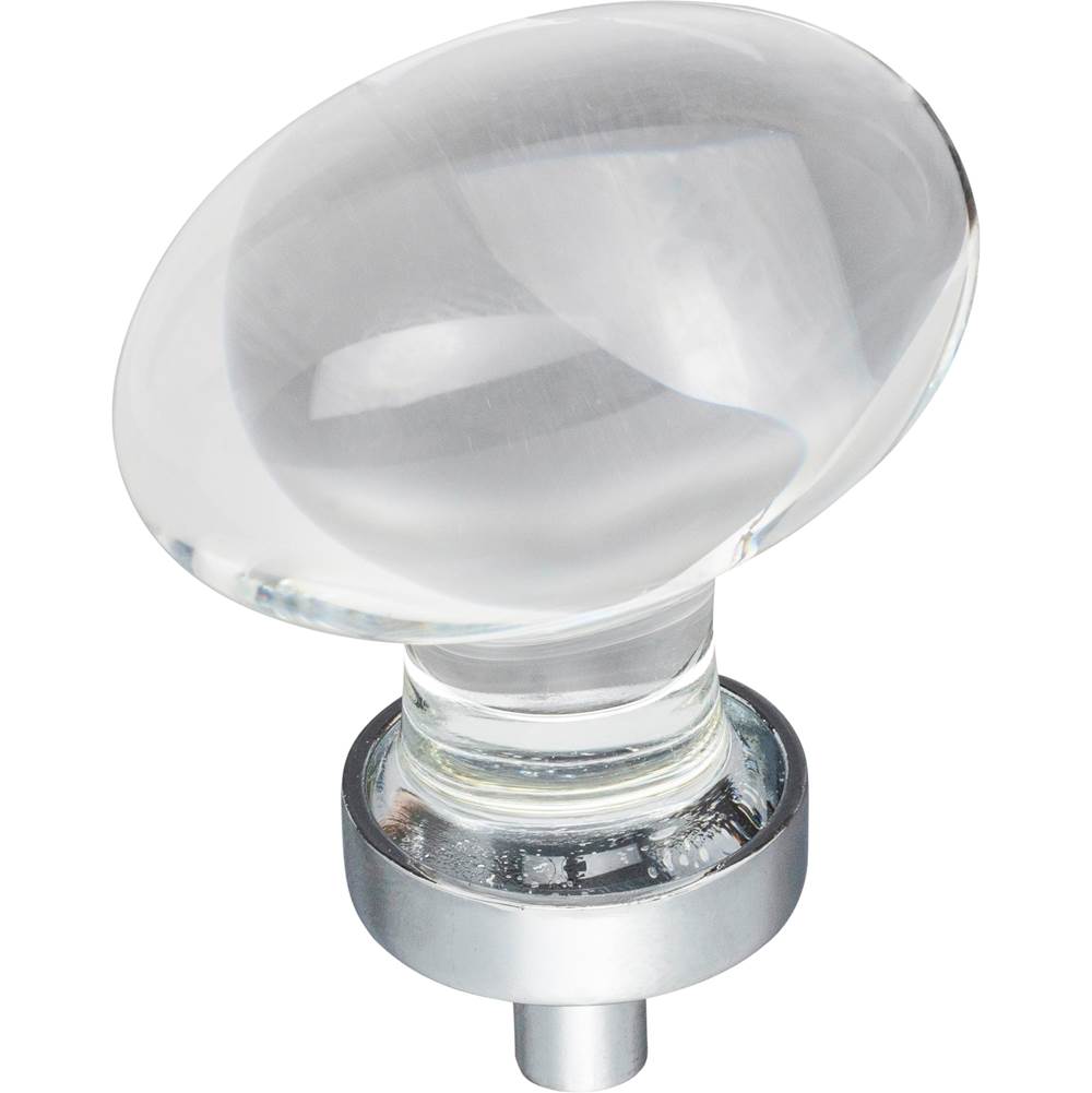 Jeffrey Alexander - 1-5/8'' Overall Length Polished Chrome Football Glass Harlow Cabinet Knob - Polished Chrome