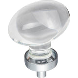 Jeffrey Alexander - 1-5/8'' Overall Length Polished Chrome Football Glass Harlow Cabinet Knob - Polished Chrome