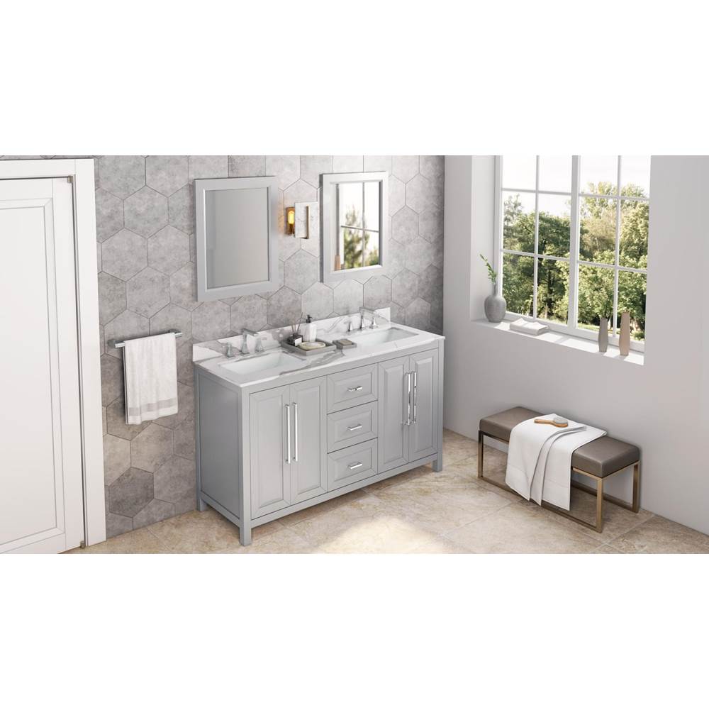 60'' Black Cade Vanity, double bowl, Calacatta Vienna Quartz Vanity Top, two undermount rectangle bowls