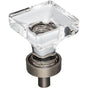 Jeffrey Alexander - 1'' Overall Length Brushed Pewter Square Glass Harlow Cabinet Knob - Brushed Pewter
