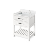 Jeffrey Alexander - 30'' White Wavecrest Vanity, Calacatta Vienna Quartz Vanity Top, undermount rectangle bowl - White