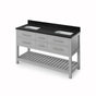 Jeffrey Alexander - 60'' Grey Wavecrest Vanity, double bowl, Black Granite Vanity Top, two undermount rectangle bowls - Grey