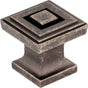 Jeffrey Alexander - 1'' Overall Length Distressed Pewter Square Delmar Cabinet Knob - Distressed Pewter
