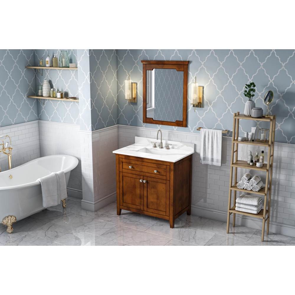 36'' Hale Blue Chatham Vanity, Calacatta Vienna Quartz Vanity Top, undermount rectangle bowl