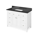 Jeffrey Alexander - 48'' White Chatham Vanity, Black Granite Vanity Top, undermount rectangle bowl - White