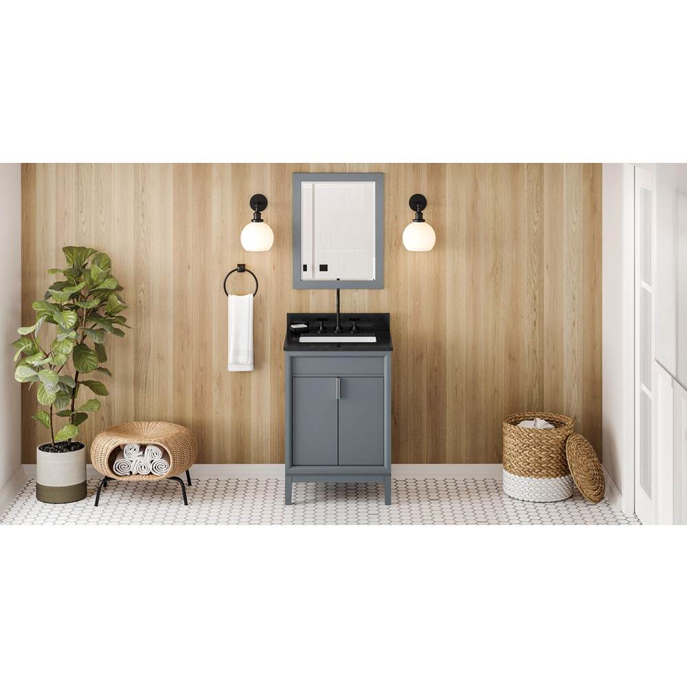 Jeffrey Alexander - 24'' Blue Steel Theodora Vanity, Black Granite Vanity Top, Undermount Rectangle Bowl - Blue Steel